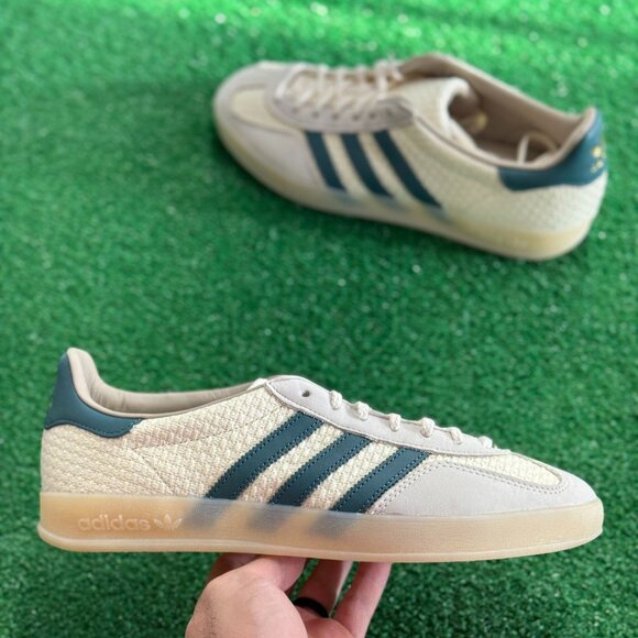 adidas Other - Adidas Gazelle Indoor Cream White Preloved Teal Mens Shoes JR3837 NEW Size 12